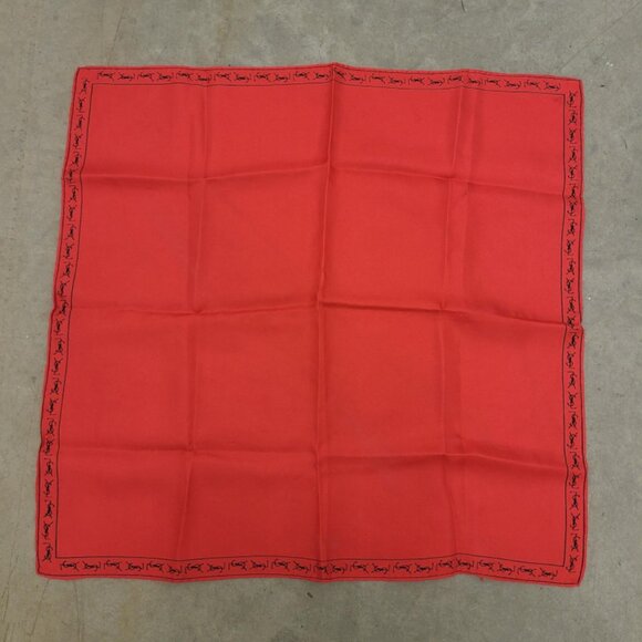 YSL red monogrammed scarf with black border, vintage - Picture 1 of 3